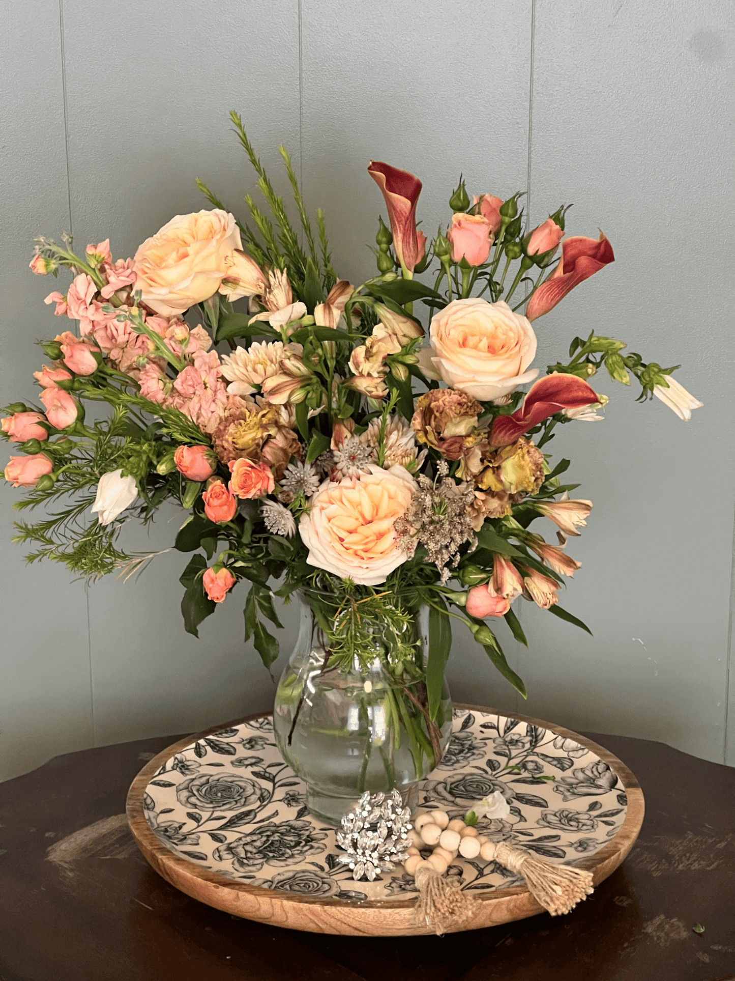Peach and gold sunset floral bouquet – Sunset Whisper