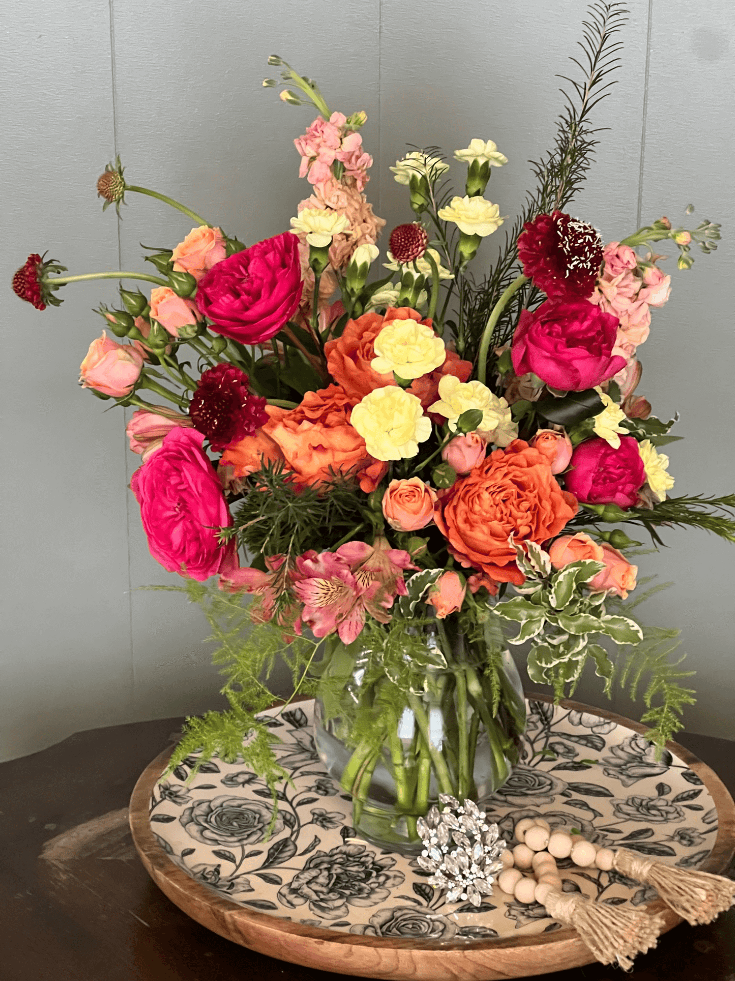 Orange and coral flower mix – Citrus Punch bouquet