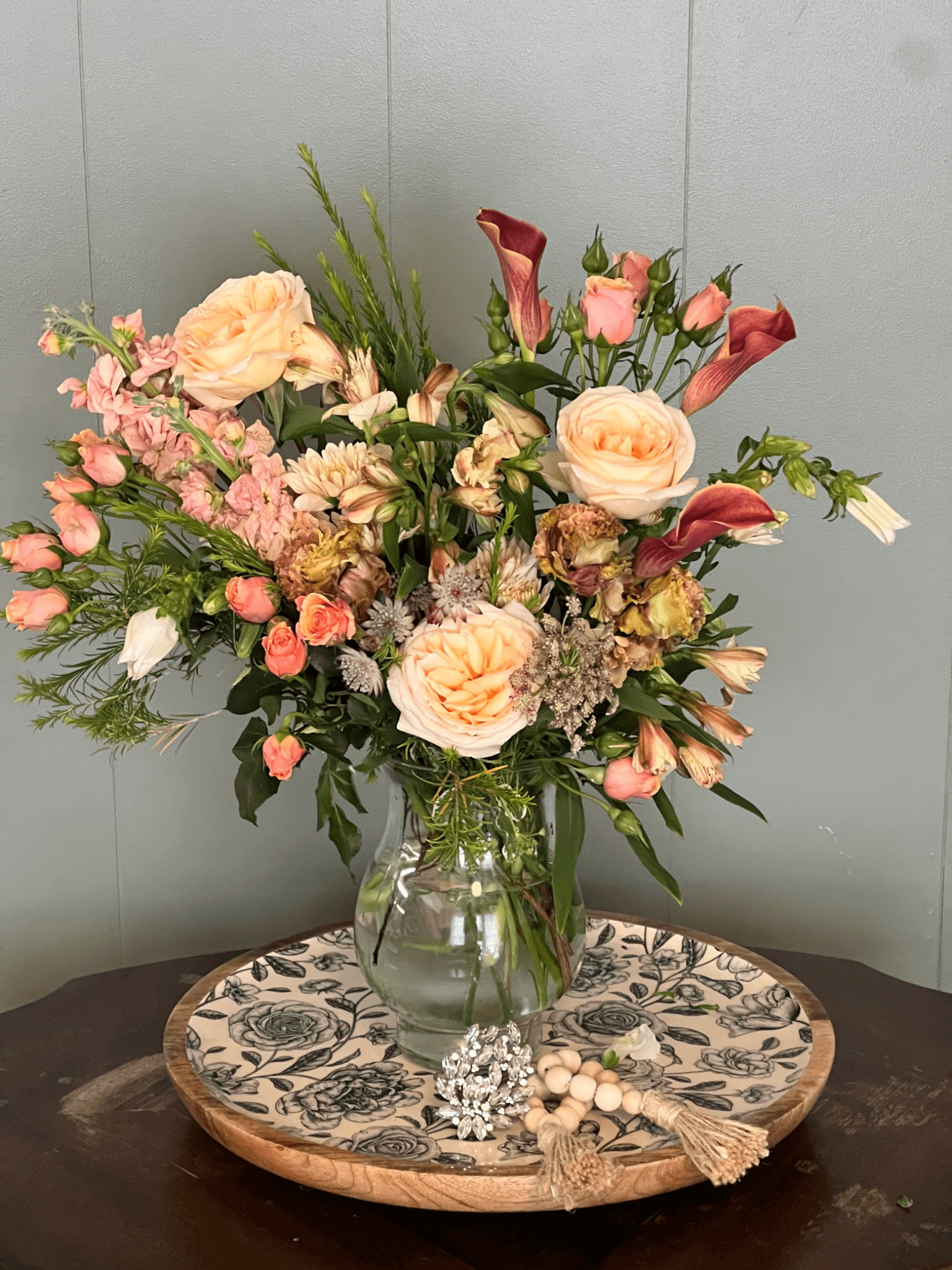 Peach and gold sunset floral bouquet – Sunset Whisper