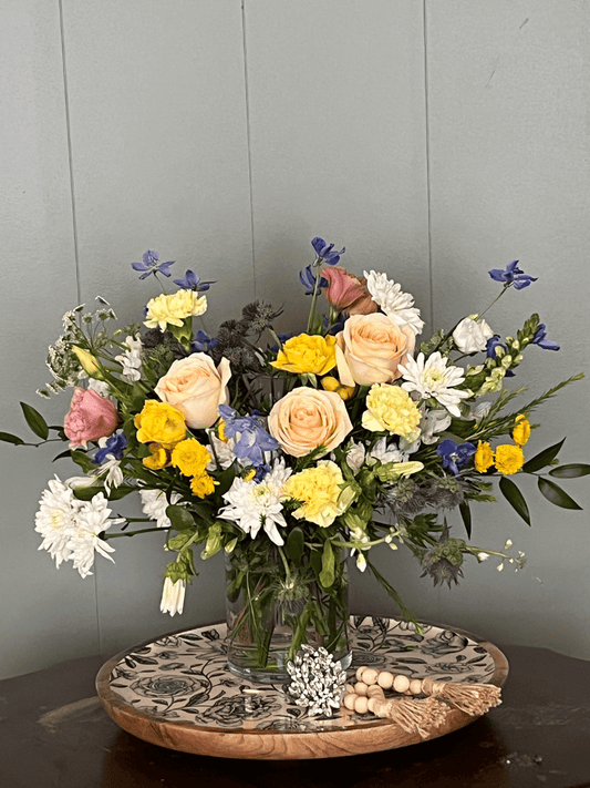 Soft pastel floral bouquet with roses and seasonal flowers – Sunday Morning Bouquet